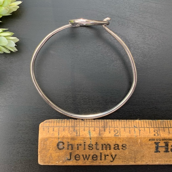 Heart Bangle Bracelet Sterling Silver Hook Closure - Picture 7 of 9